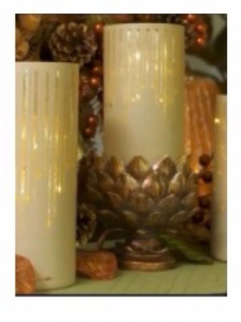 New Illuminated Starry Night 3pc. with Gold Star Drip Design - Off-White/Cream